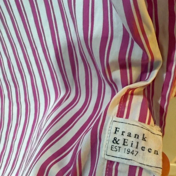Frank & Eileen Joedy Pink and White Striped Button Down Shirt - Picture 5 of 9
